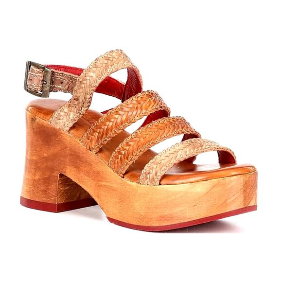 Bed Stu Voicing Braided Leather Platform Wedge SandalsWomens 8.5 Brown $210